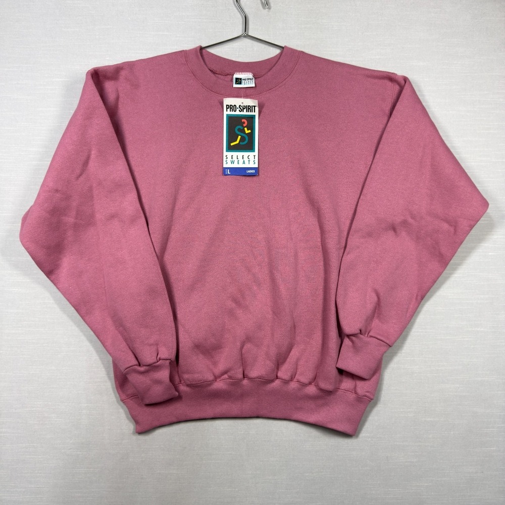 Vintage Pro Spirit Sweatshirt‎ Women L Rose Pink Classic Blank Plain